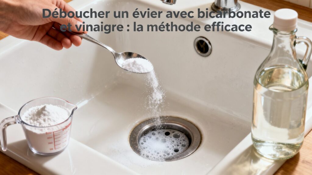 Déboucher un évier avec bicarbonate et vinaigre : la méthode efficace avec texte