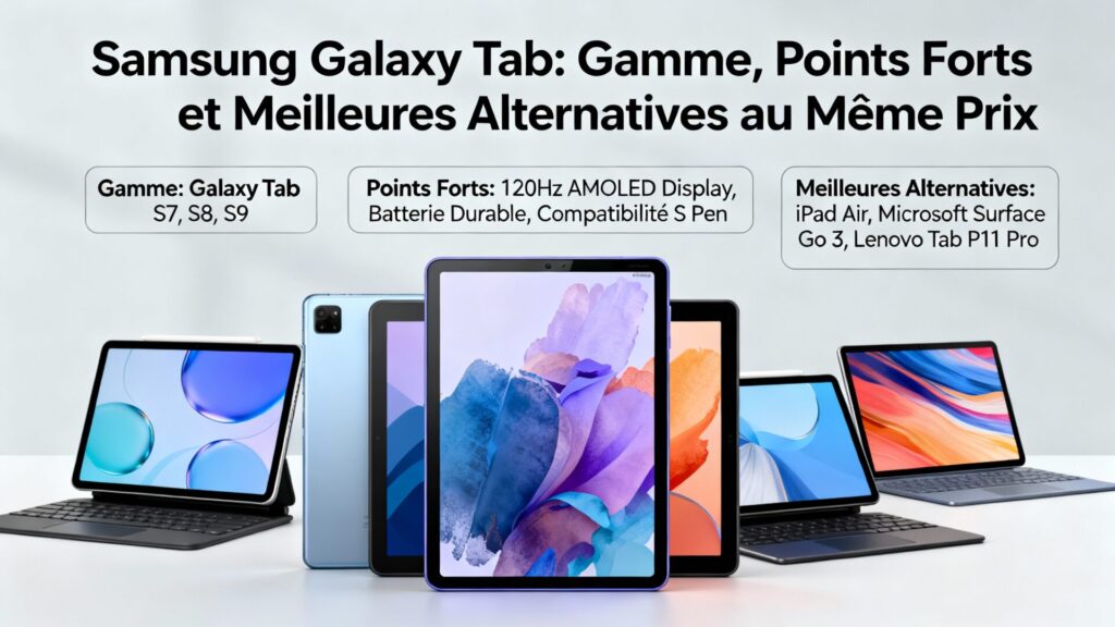 Tablette Samsung : gamme, points forts et meilleures alternatives au même prix avec texte